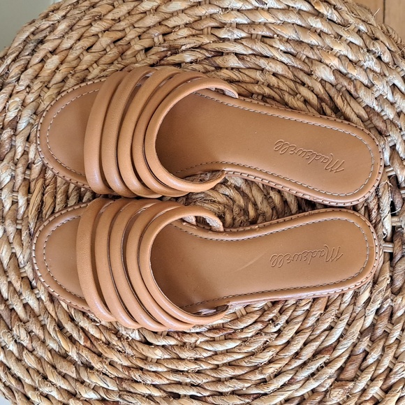 Madewell Womens‎ Addie Camel Brown Leather Multi-Strap Slide Sandals S-7.5 - Picture 6 of 10